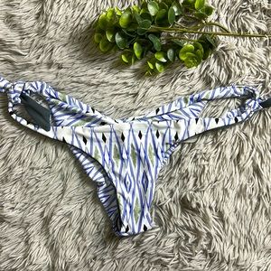 Nwot khong boon blue and white tribal bikini bottoms size S.